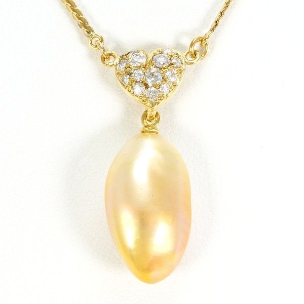 K18YG ネックレス NECKLACE 南洋真珠 ダイヤ 0.23 カード鑑別書 総重量約6.2g 約42cm