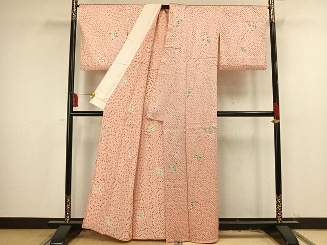 平和屋着物▽上質な紬 単衣 絞り 辻が花 正絹 逸品 AAAV2627fy 平和屋