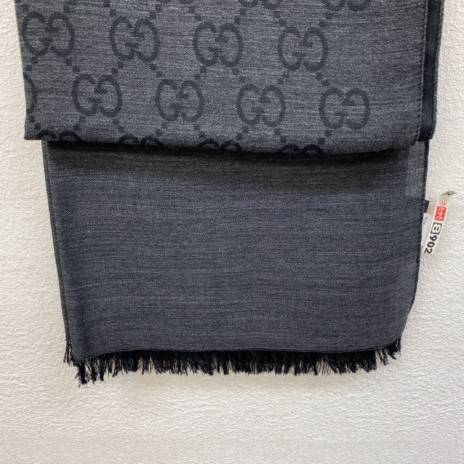 ✨美品✨ GUCCI グッチ GGロゴ マフラー ストール グレー ウール