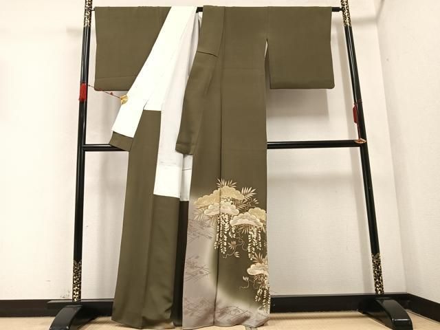 平和屋着物 豪華色留袖 駒刺繍 松 藤花房 暈し染め 金彩 正絹 AABC3393ph