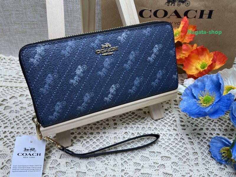 コーチCOACH 長財布 財布 シグネチャー馬車柄 ロング ジップ ウォレット ストラップ付き クリスマス プレゼント 財布 レディース C3547  301 98 - メルカリ