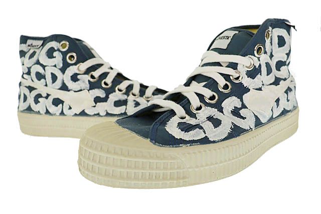 NOVESTA ノヴェスタ ×COMME des GARCONS コムデギャルソン STAR NAVY スター ペイント キャンバス ハイカット スニーカー N272099-9F9F10 26.5 紺 ネイビー ブランド古着ベクトル ●▲ 250607