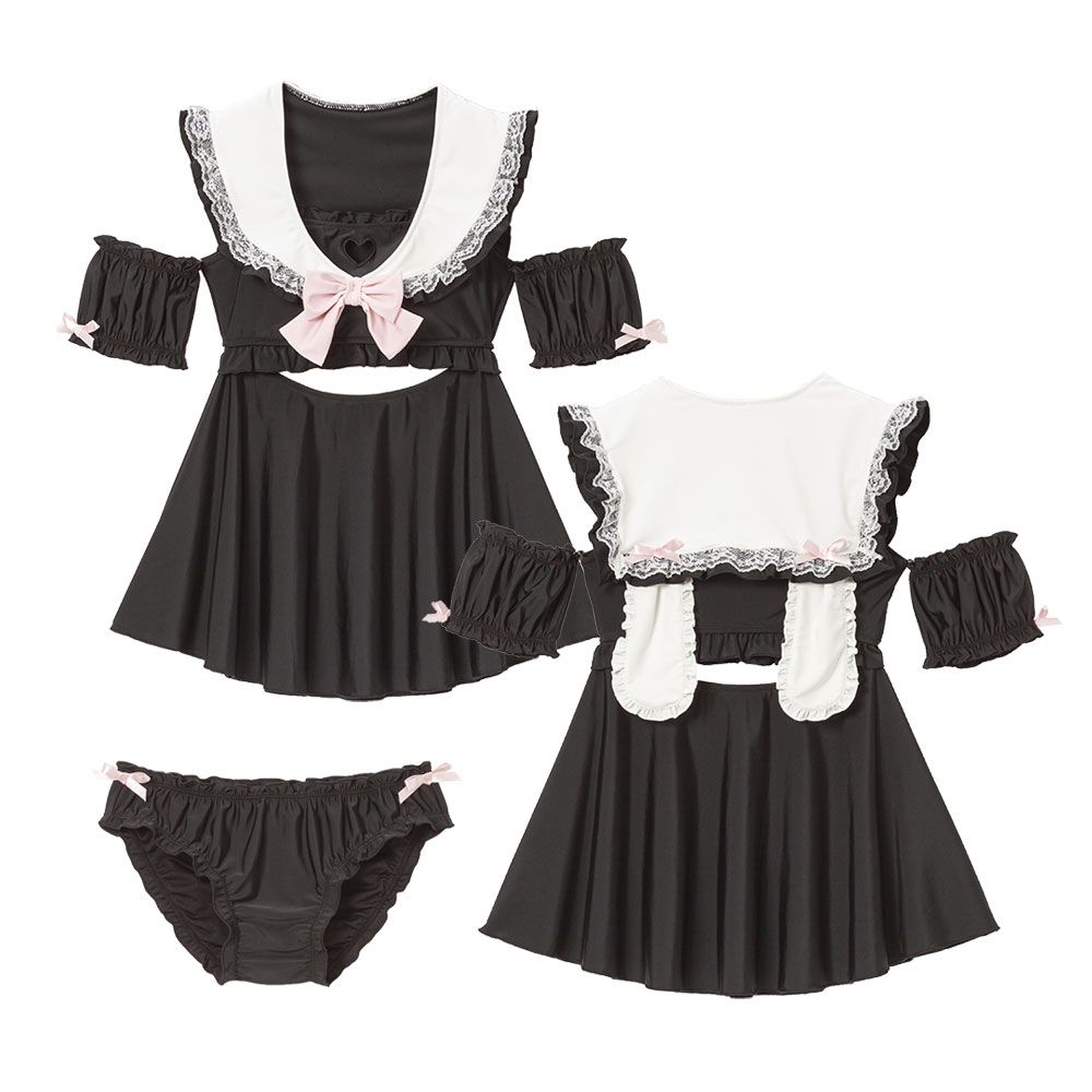 【DearMyLove】水着 新品未使用 夢展望公式 [新品未使用] ハートフリルセーラー水着 [サックス