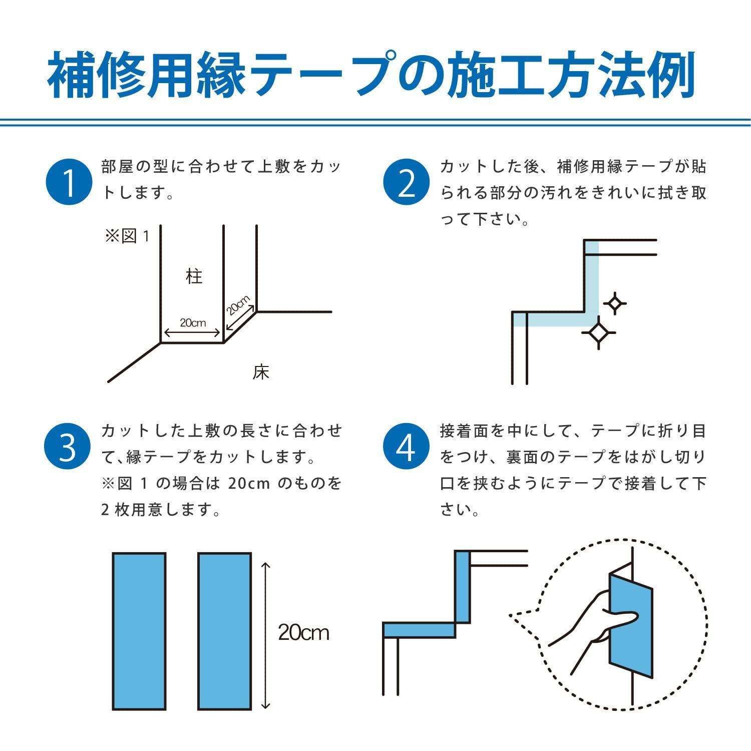 【新着商品】萩原 畳・ござ・い草ラグの修復用縁テープ 2m 日本製 濃紺