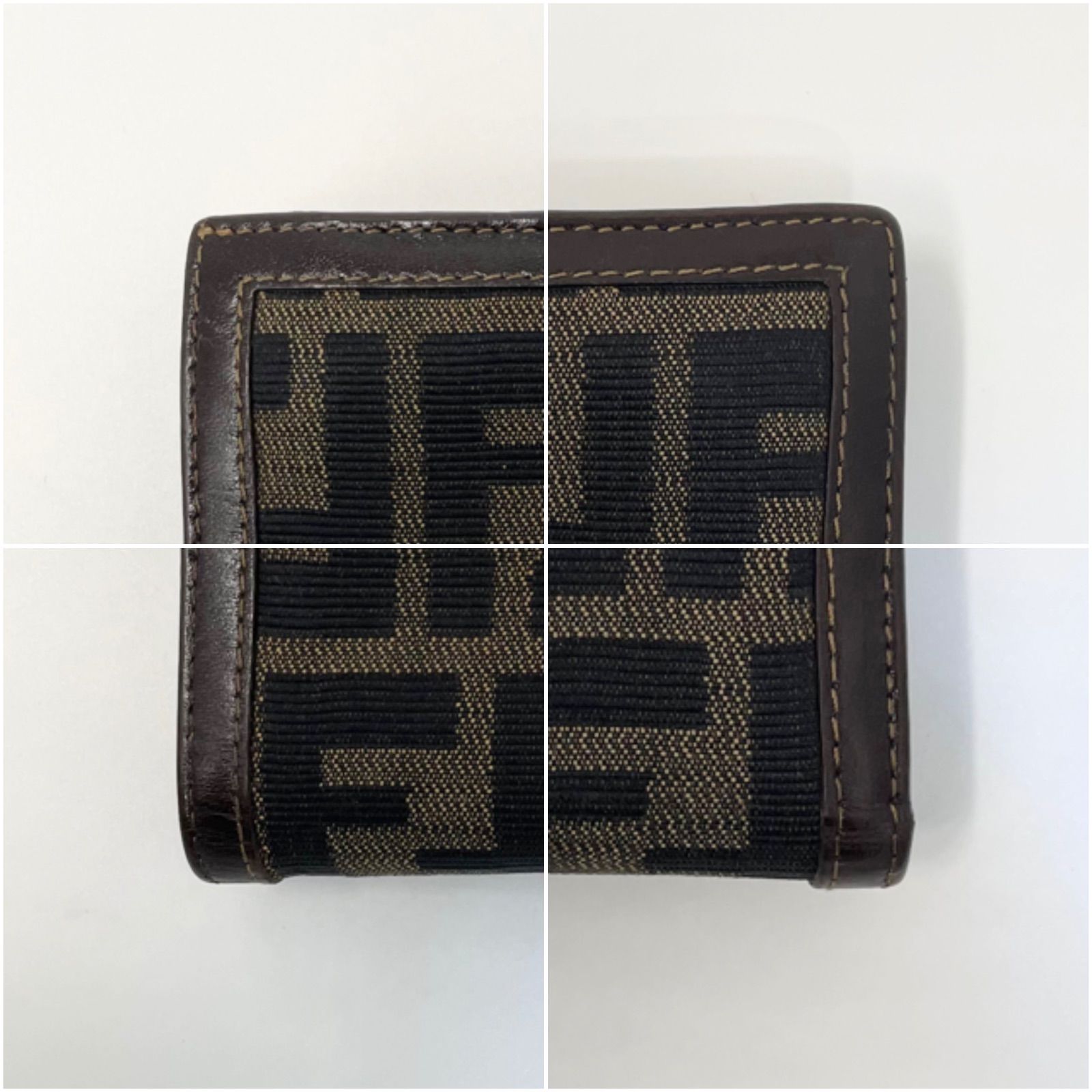 Fendi ズッカ柄二つ折り財布 キャンパスブラウンがま口コンパクトレディース FENDI フェンディ 二つ折り財布 がま口 ズッカ柄 キャンバス FF