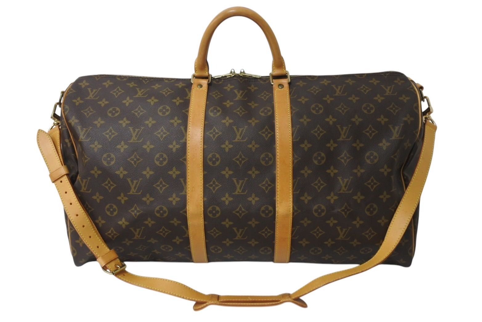 LOUIS VUITTON ルイヴィトン キーポルバンドリエール55 ボストンバッグ M41414 モノグラム  PVC レザー ブラウン 美品 中古 4c071864