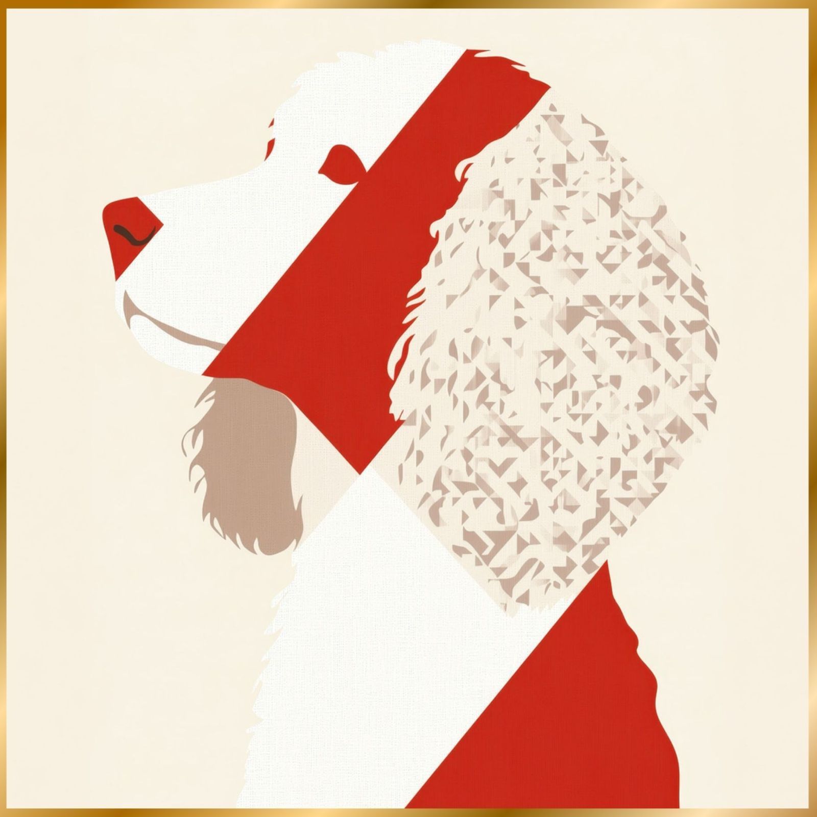 Red Passion - ゴールデンドゥードル犬 No.2 ミニマリスト ミニマリズム シンプル インテリアアート ペットロス うちの子 記念日 アートポスター 犬の絵 犬のイラスト ギフト プレゼント
