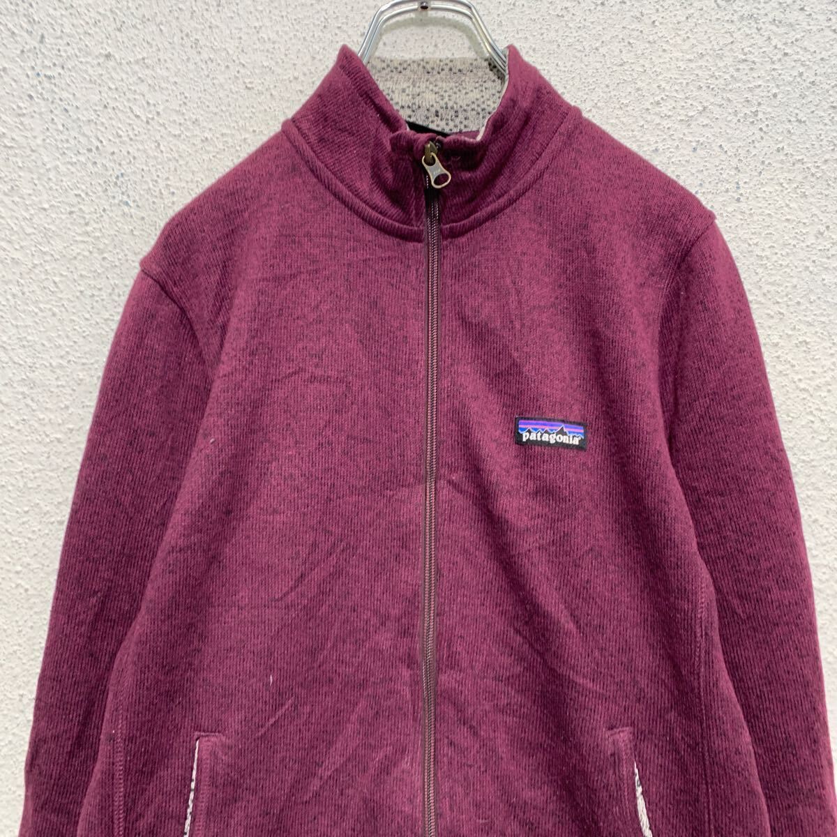 Patagonia ジップアップ ニットジャケット M～ レディース バーガンディ パタゴニア フリース アウトドア 古着卸 アメリカ仕入  a606-6696