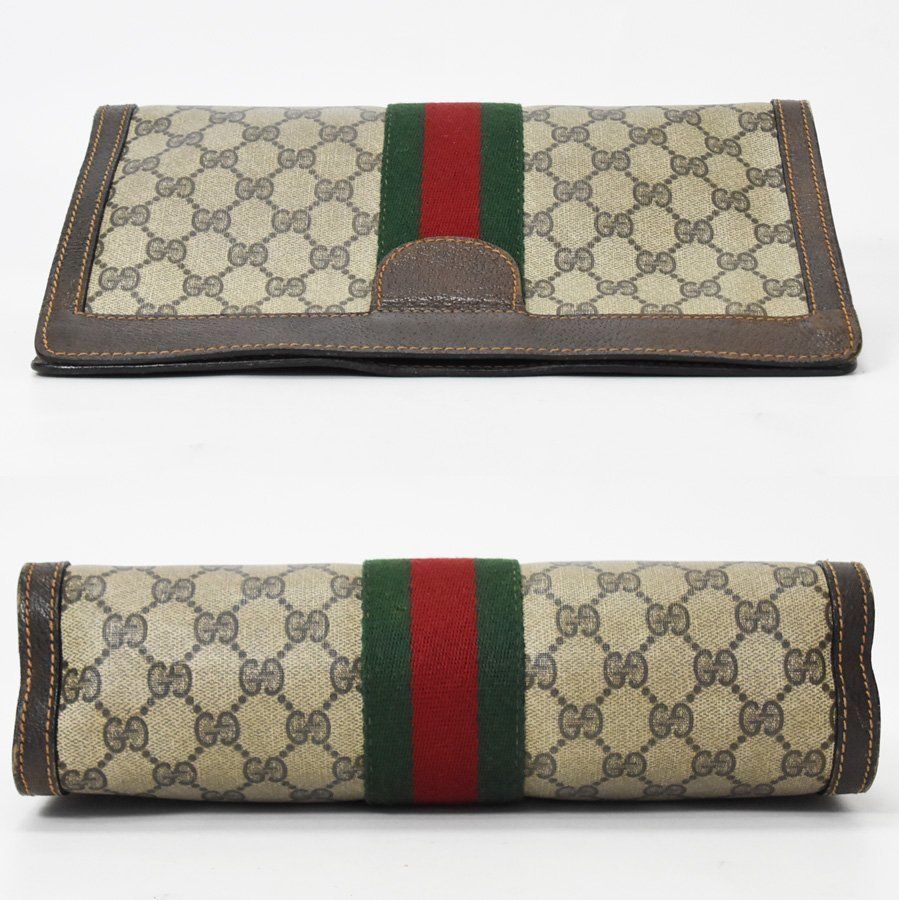 希少◆GUCCI/オールドグッチ レザー×PVC GG柄 グッチシマ シェリーライン セカンド クラッチ バッグ バッグGUCCI グッチ オールドグッチ GGプラス シェリー