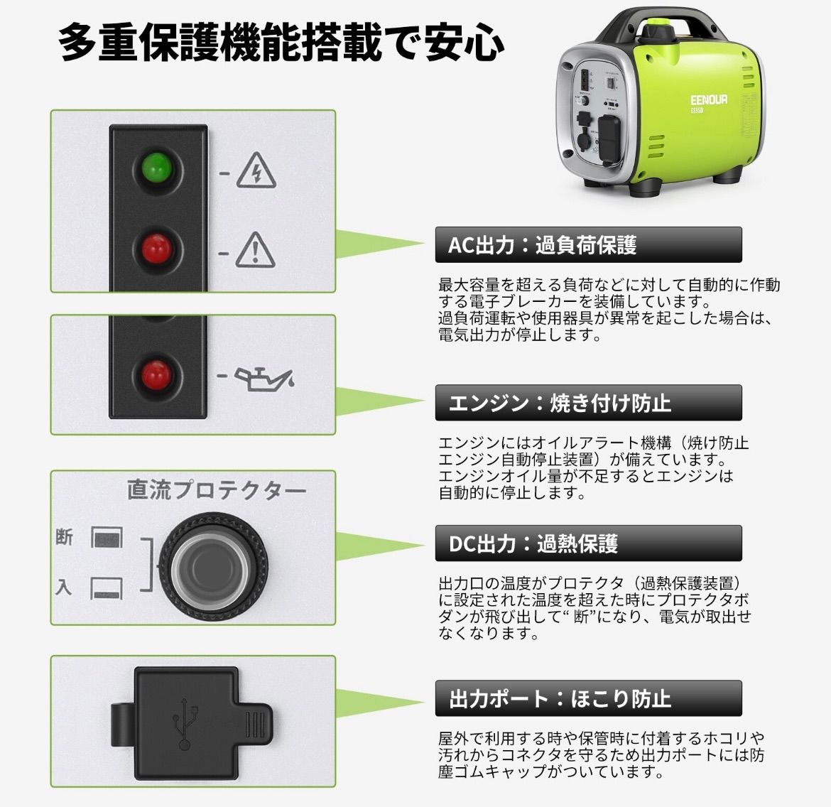 EENOUR インバーター発電機 GS950i - アウトドア