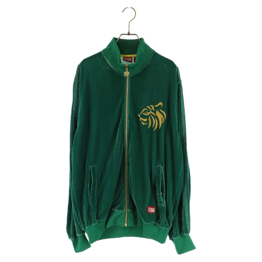 オニツカタイガー★美品 ベロア 刺繍ロゴ トラックジャケット ジャージ 黒 L オニツカタイガー☆美品 ベロア 刺繍ロゴ トラックジャケット