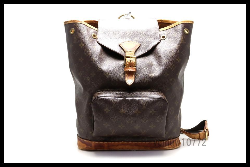 希少中古□LOUIS VUITTON モノグラム モンスリGM レザー リュック  