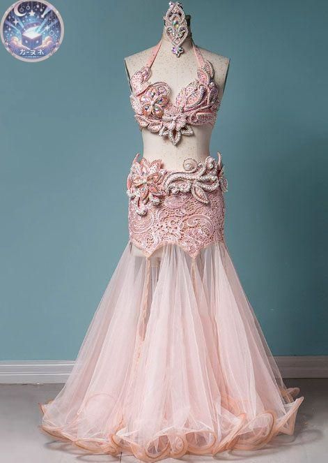 ♥ ベリーダンス衣装 セットアップ ブラスカート 豪華 色変更可 オーダーメイド