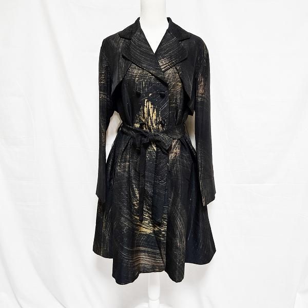 #anc ランバン LANVIN コート 40 黒 ベージュ ダブルボタン サテン ガンフラップ ストームフラップ テーラード レディース [826832]