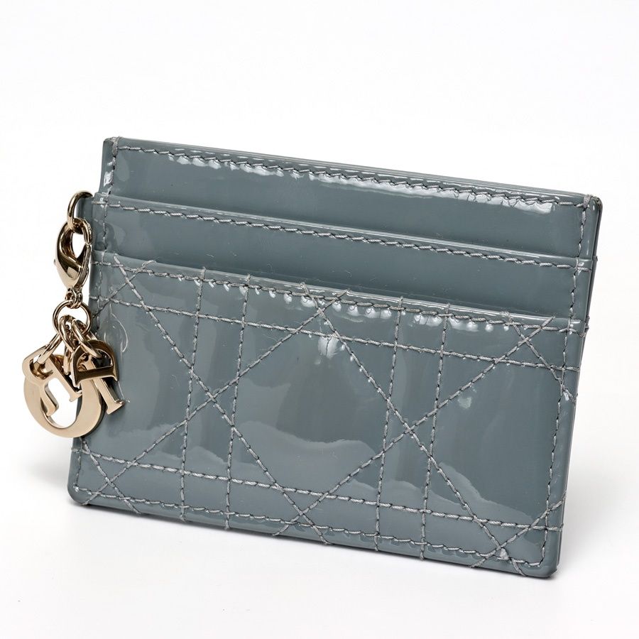 ディオール | DIOR レディディオール フリージア カードホルダー | カードケース S0974OVRB カナージュ パテントカーフスキン ブルーグレー系 商品番号 E-158059