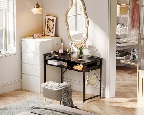 テレワーク用 コンパクト フック2個付き 省スペース ??? ワークデスク ?子 desk computer 組立簡単 勉強机 コンセント付き 収納付き ゲーミングデスク 幅80cm 黒い パソコンデスク pcデスク 机 ODK