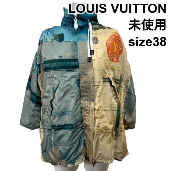 ● ルイヴィトン LOUIS VUITTON ジャケット プリンテッドパーカウィズギャザースリーブ ベージュ 38 M 9号 レディース S5W136