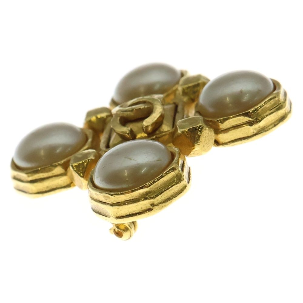 CHANEL シャネル ココマーク フェイクパール ブローチ ピンバッジ 97 A ゴールド GP