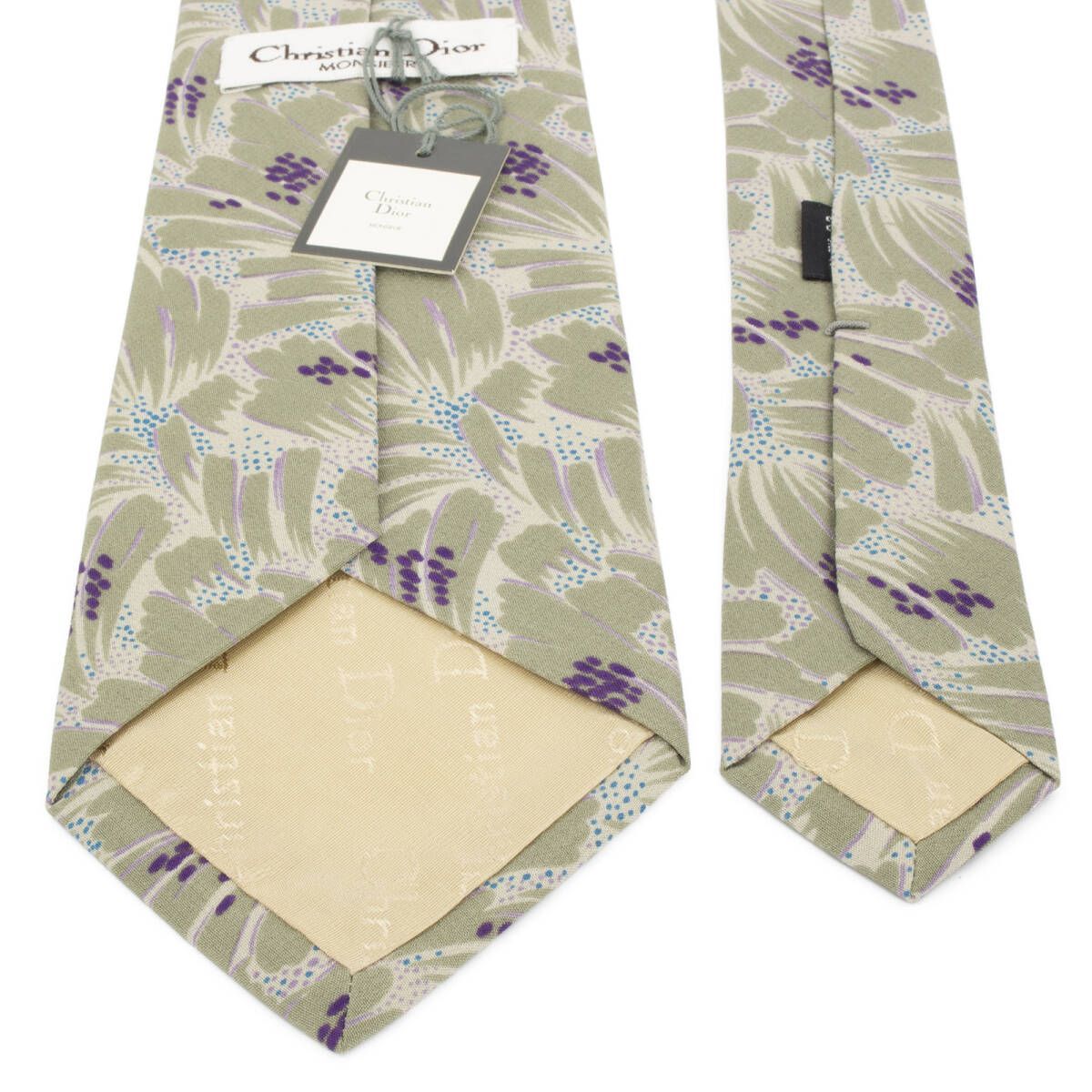 Christian Dior ディオール ネクタイ 未使用品 メンズ 花柄 グリーン