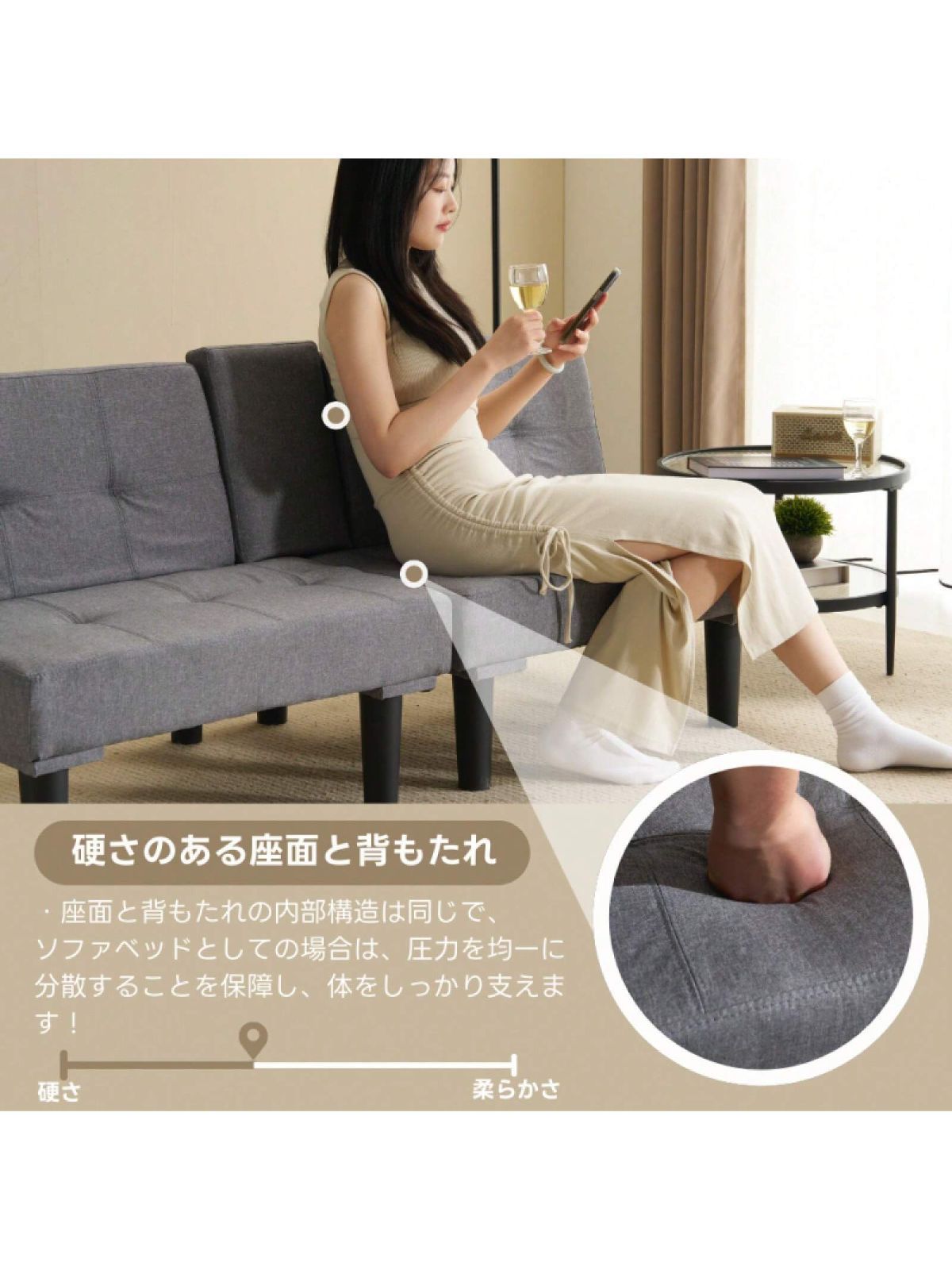 ソファベッド ソファ ベッド ロータイプ 2人 PU リクライニングソファ