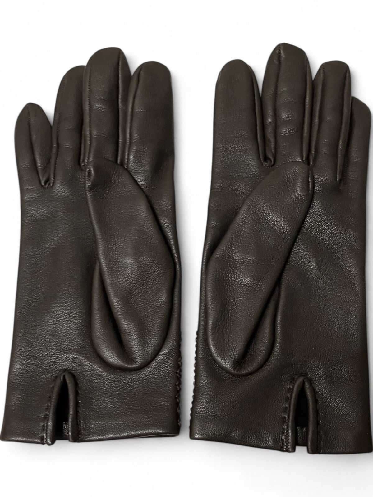 HERMES (エルメス) Hロゴ レザーグローブ レディース ダークブラウン 6