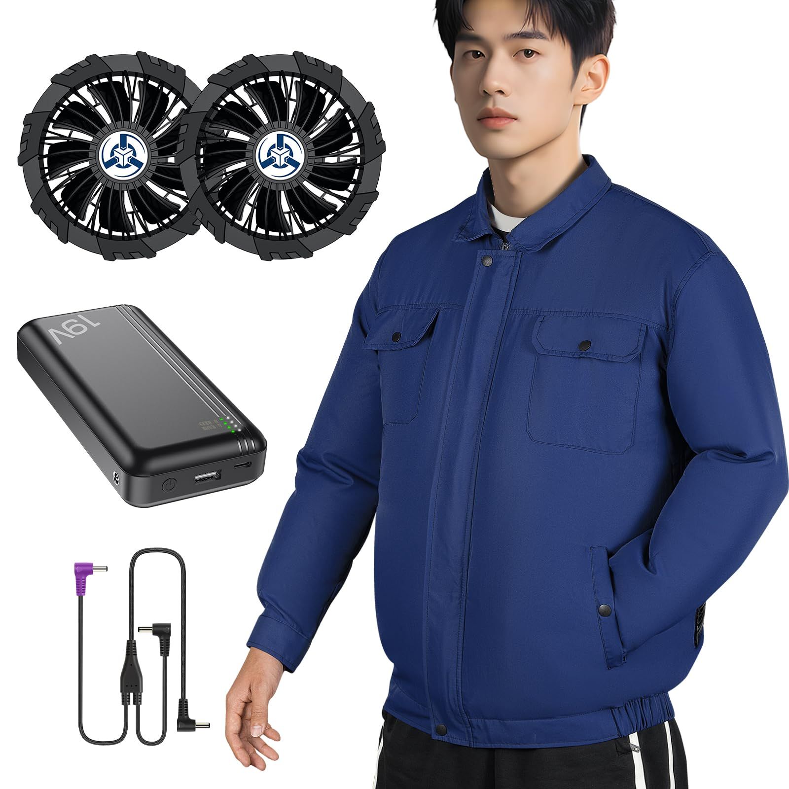 在庫処分 暑さ対策 UVカット 静音 熱中症予防 大風量 9枚ファン 屋外作業 超長連続使用時間 USB給電式 在宅 4段階風量調節可 3D循環送風 ファン付き作業服 通勤 30000mAhバッテリー付き 長袖 男女兼用 空調作業服 Sumeriy
