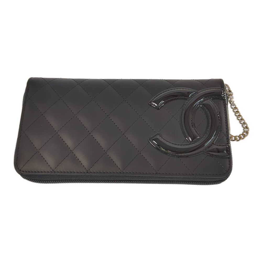 CHANEL キルティング 長財布 黒 ☆カンボンライン