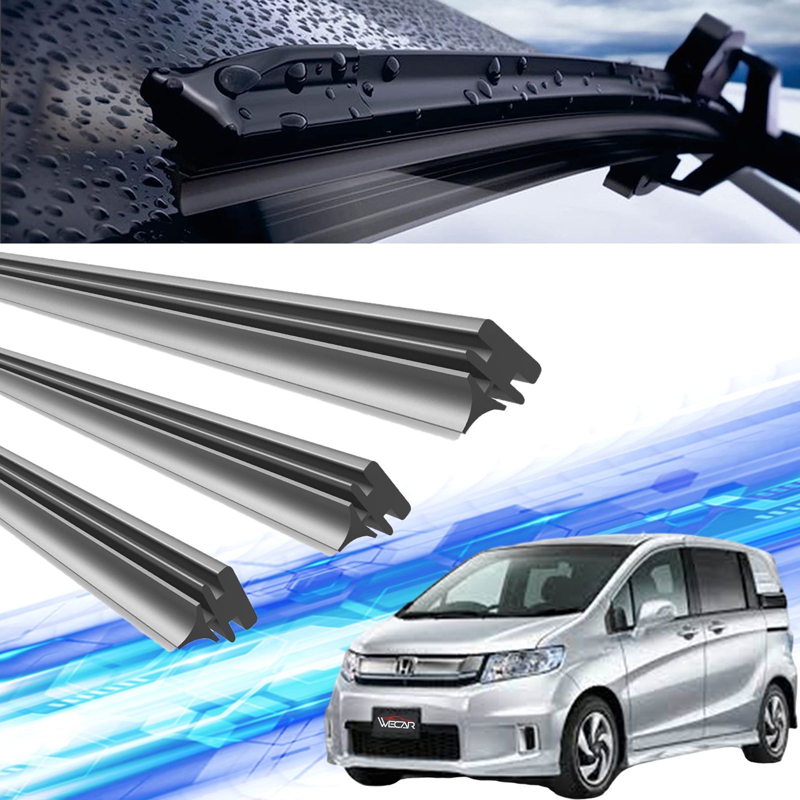 フリード フリードスパイク 替えゴム 適合サイズ 純正 運転席 助手席 リア レクサス 交換セット 天然ゴム 運転席 助手席 リア 3本セットGB3 GB4 GP3 H20.5 H28.8 2007.5 2016.8 WeCar