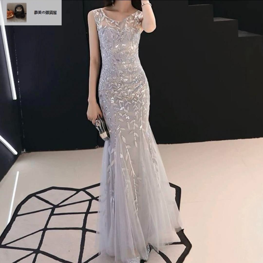 レディースファッション リーフ柄がオシャレなマーメイドイブニングドレス MAAHADDERANG_COM