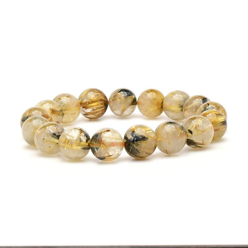 煌金のきらめき 艶やかに輝く 太針太陽放射ルチルクォーツ】12mm