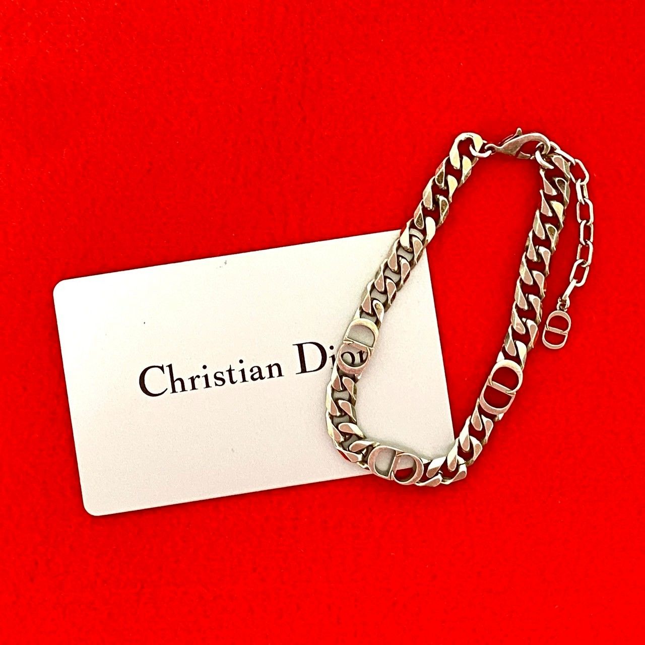 品 Christian Dior ディオール CD ロゴ ブレスレット シルバーメッキ 喜平 チェーン アクセサリー 小物 シルバー 120-3