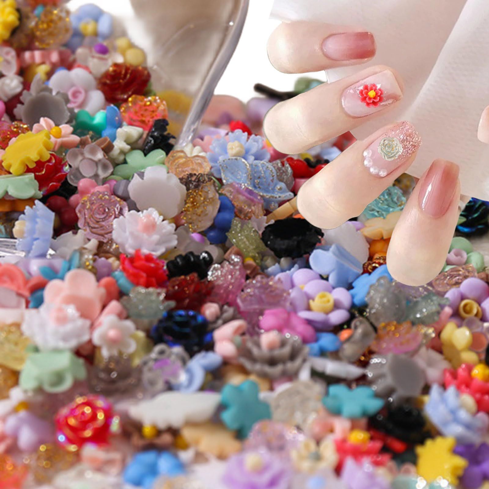 ネイルパーツ 花 約200個セット 3D 立体 バラ カメリア 椿 桜