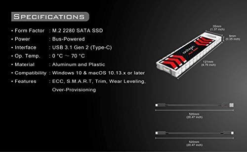 Archgon 480GB RGB 発光型 外付けSSD USB3.1 Gen2対応 ポータブルSSD