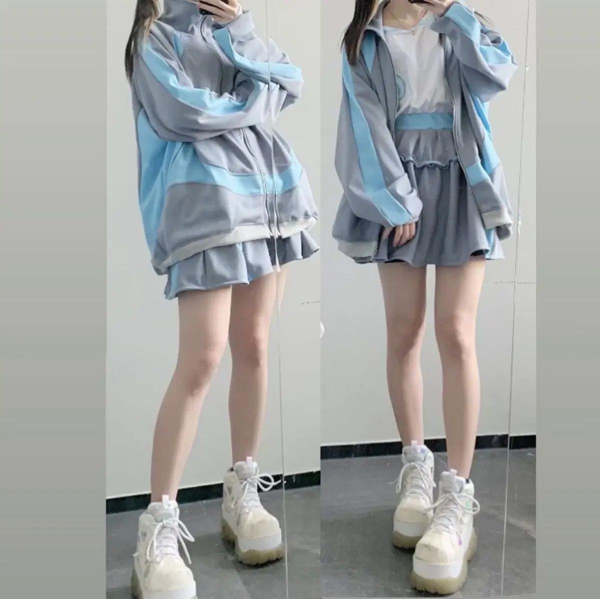 maonosuke まおのすけ メイングレー×水色 ラグランジャージ