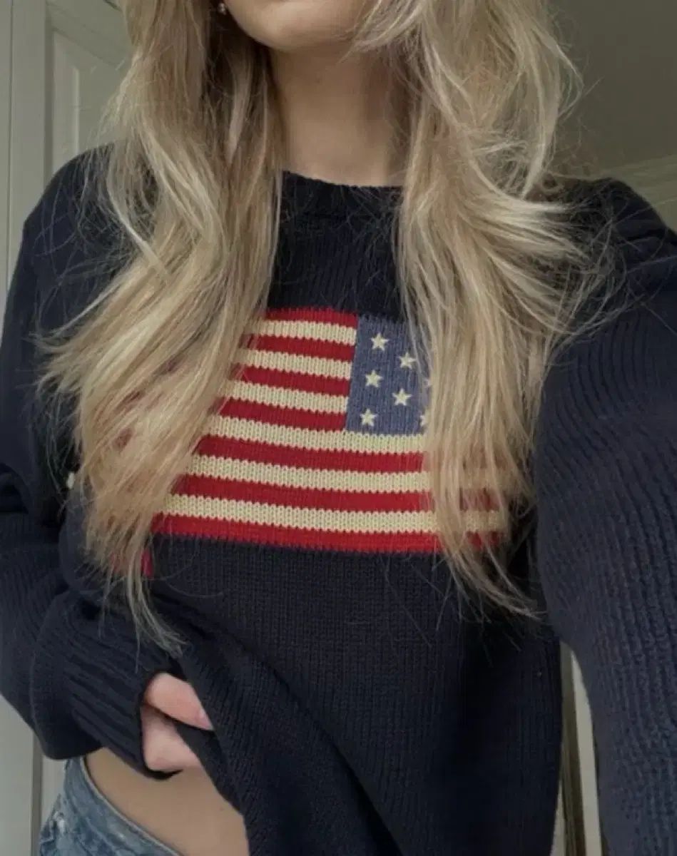 Brandy Melville ブランディー メルビル アメリカ国旗 ニット ネイビー