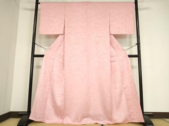 平和屋着物 上質な色無地 単衣 霞地紋 石竹色 正絹 DAAX3114az