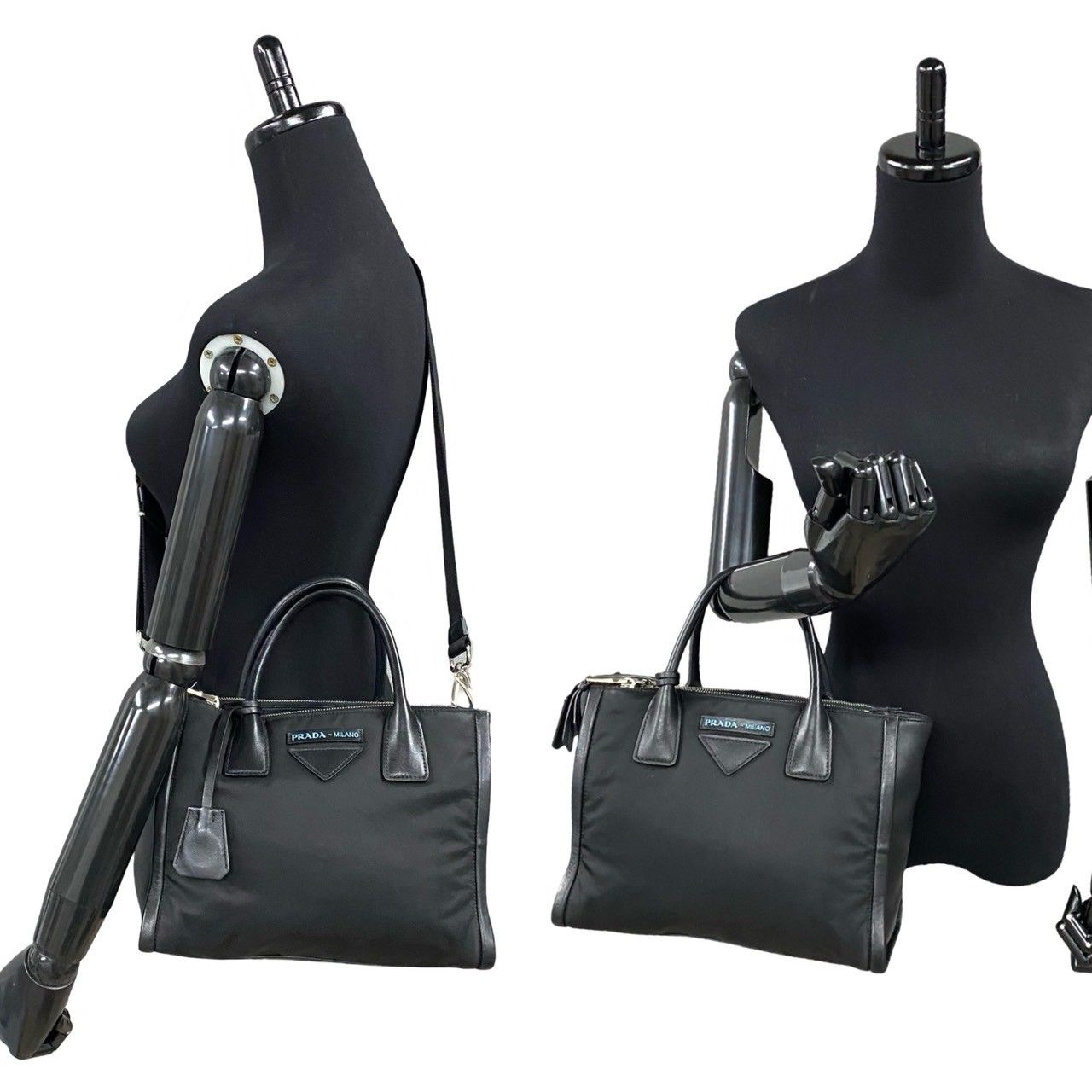 本物の 希少品 美品 極 PRADA レザー ナイロン 2way コンセプト プラダ バッグ