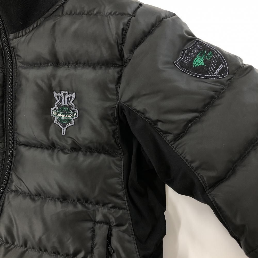 ビームスゴルフ ダウンジャケット 黒 複数ワッペン レディース S