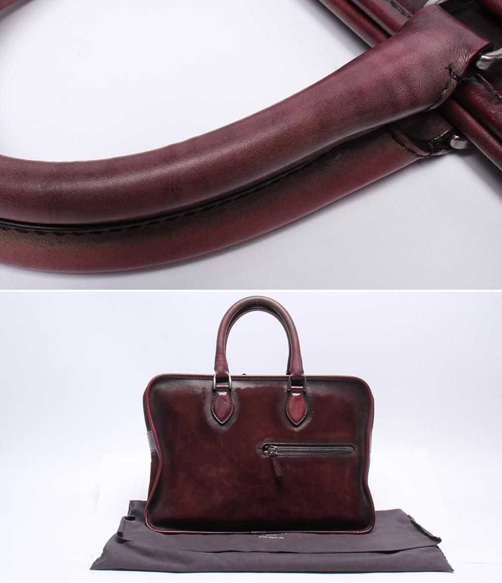 ベルルッティ カリグラフィ ブラウン レザー ビジネスバッグ ダーク