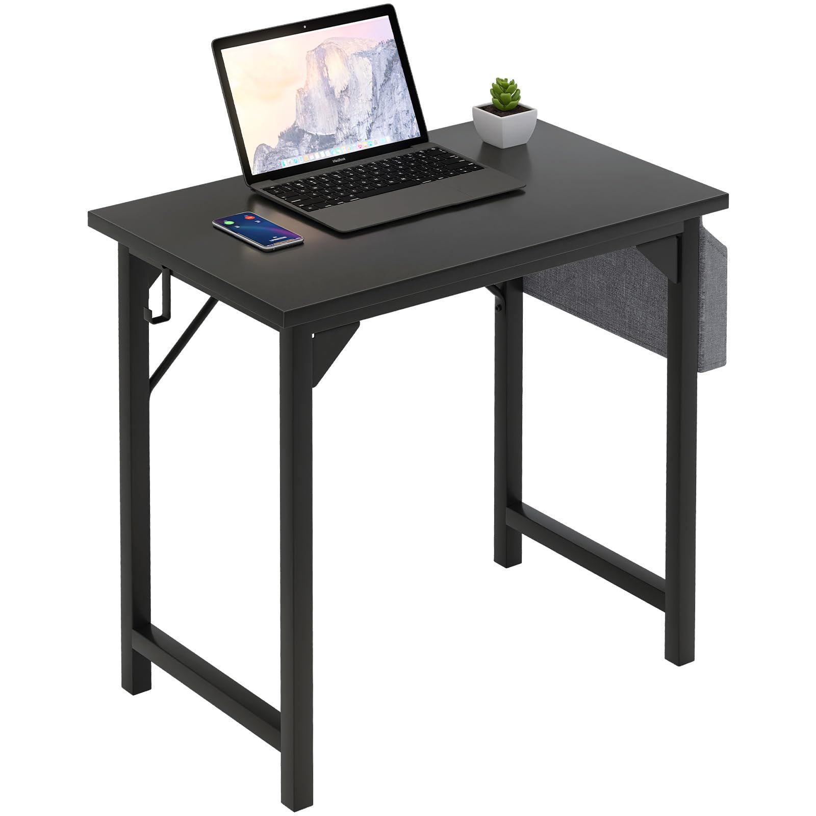 商品 コンピューターデスク 黒 モダンデザイン オフィスワークステーション ヘッドホンフック付き ケーブル収納 ブラック L 80cm