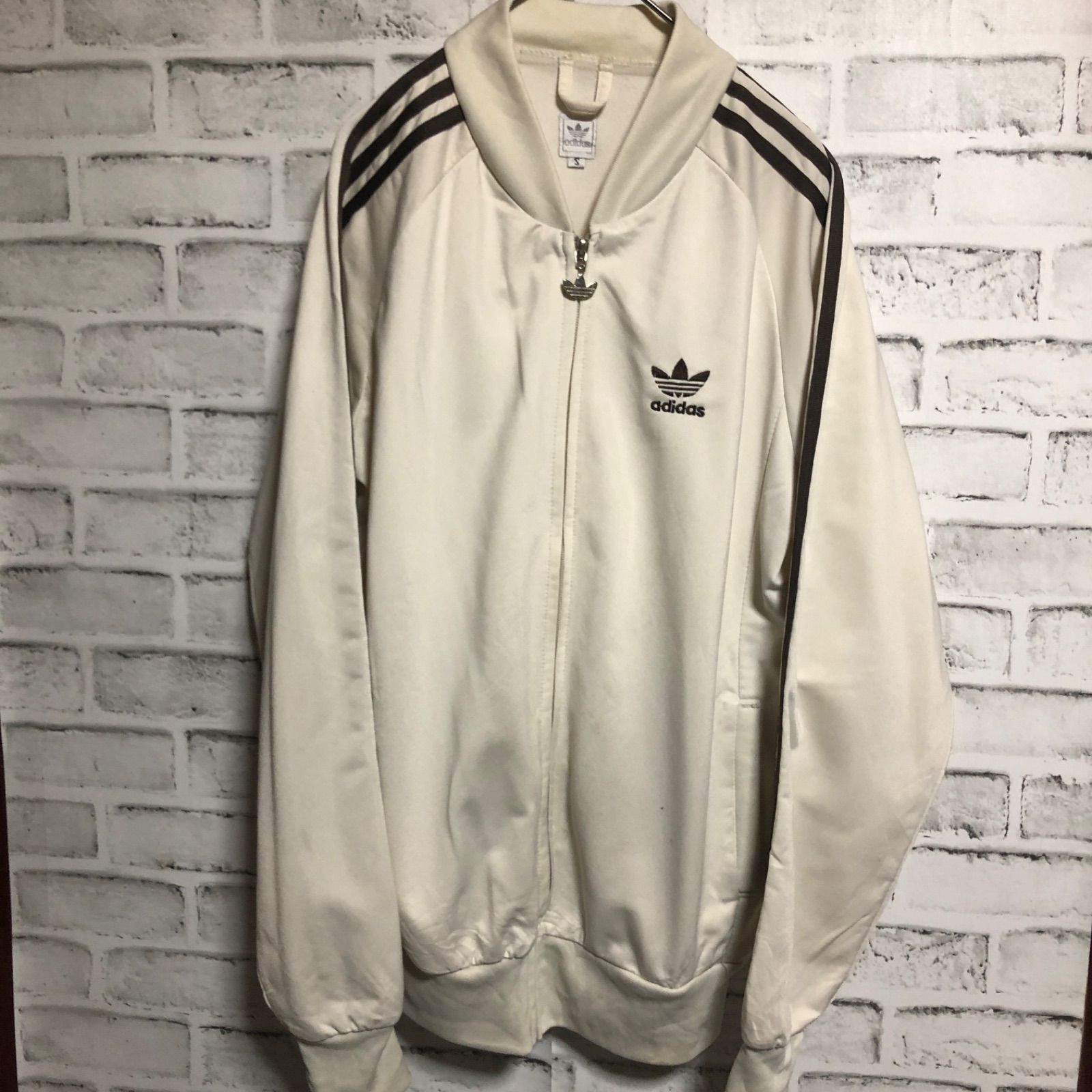 90s adidas トラックジャケット 刺繍ロゴ ブラウン ベージュ Vintage 
