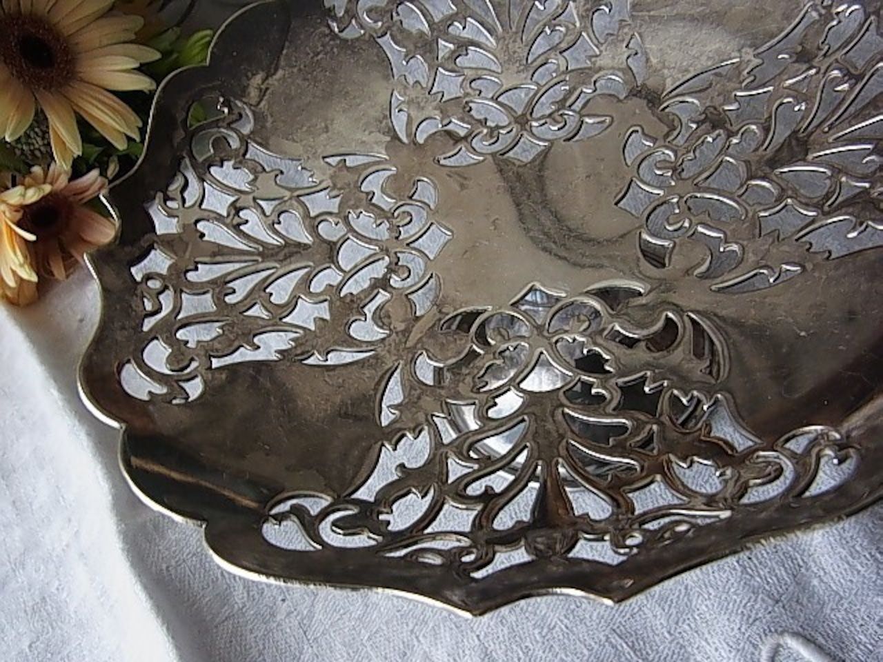 ▼Mappin＆Webb　コンポート　バスケット　シルバー　マッピンプレート マッピン＆ウェッブ バスケット ○ 脚付きコンポート フルーツ皿 直径