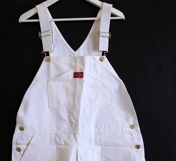 デッドストック 90s Dickiesディッキーズ 山ポケ コットン オーバーオール 生成り W38 L32 E ビンテージ ワーク ペインター パンツ