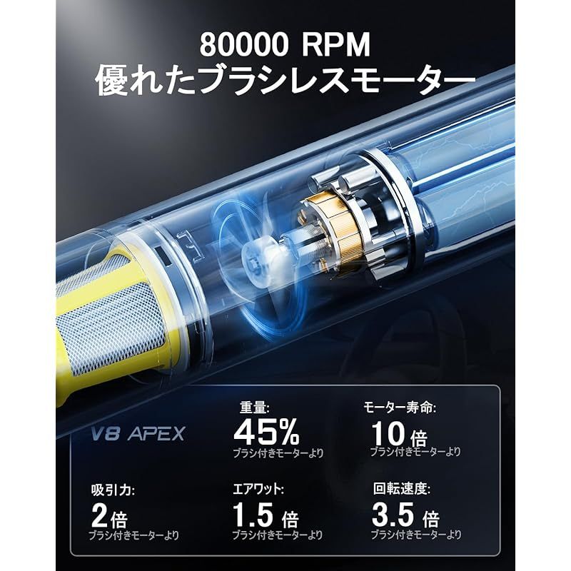 【2025年最新作】 Fanttik Slim V8 Apex ハンディクリーナー 車用掃除機 19000Pa 強力吸引 4in1 多機能 吸い込み 吹き飛ばし両用 軽量 40分間連続稼働 急速充電 Type-C ハンディ掃除機 車 家庭 キーボード ブルー 0