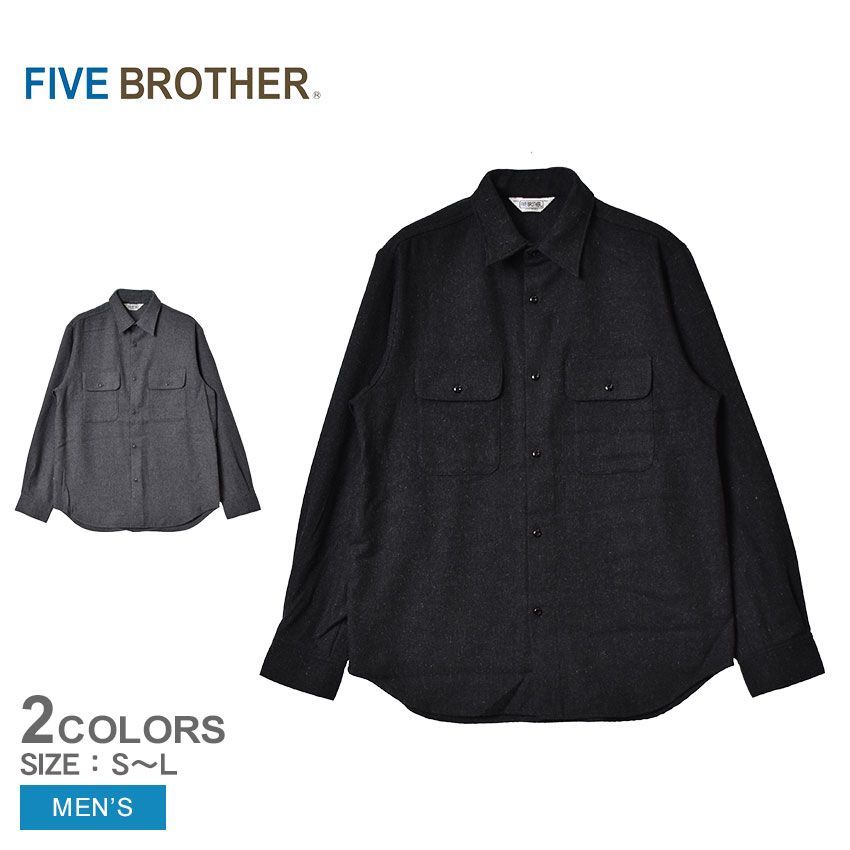 ファイブブラザー 長袖シャツ 152193W メンズ ウール ワークシャツ FIVE BROTHER カラー:01.チャコール 品番：2639-0008