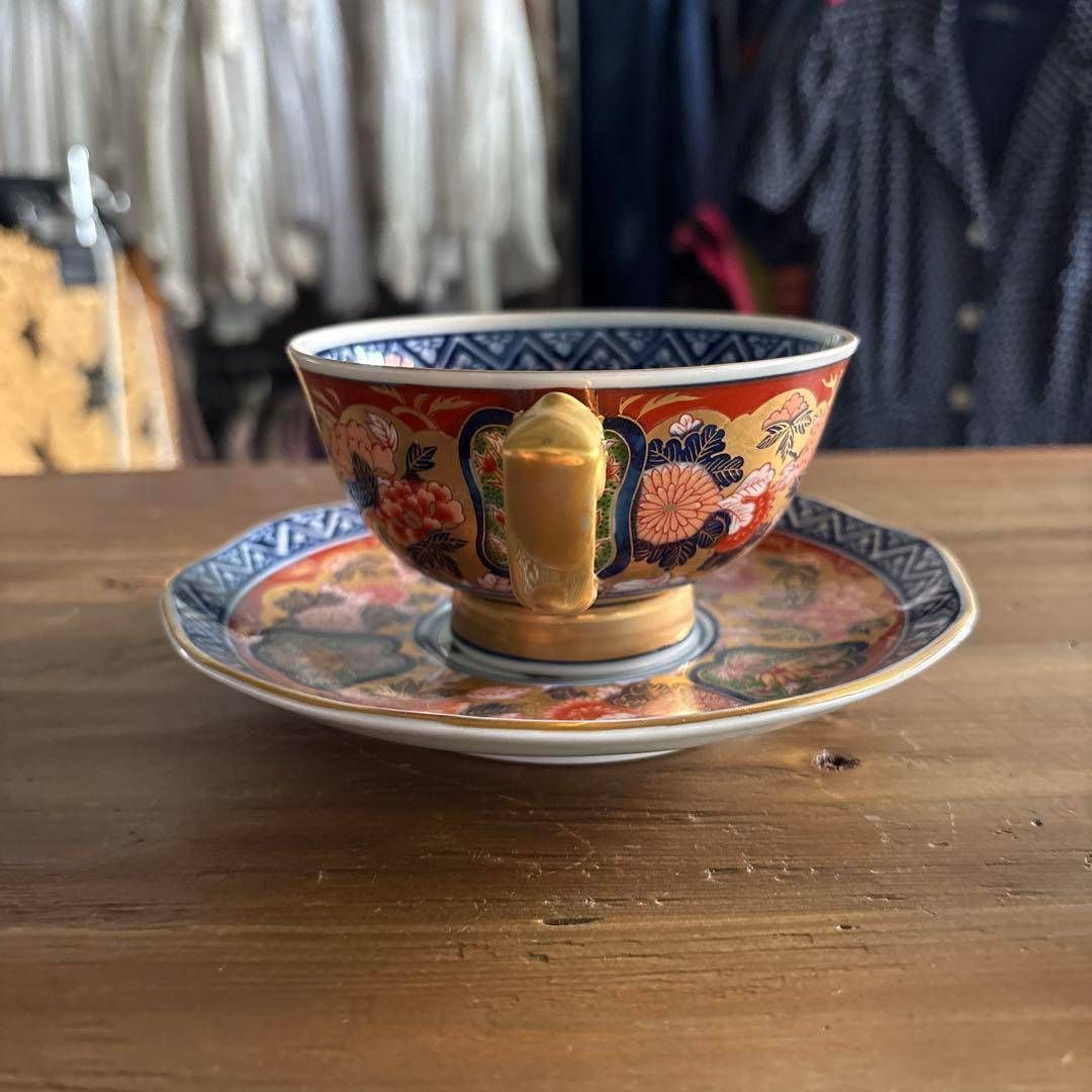 日肥其泉 昭和年製 カップ&ソーサー ゴールド 花柄 金 和柄 豪華 日肥