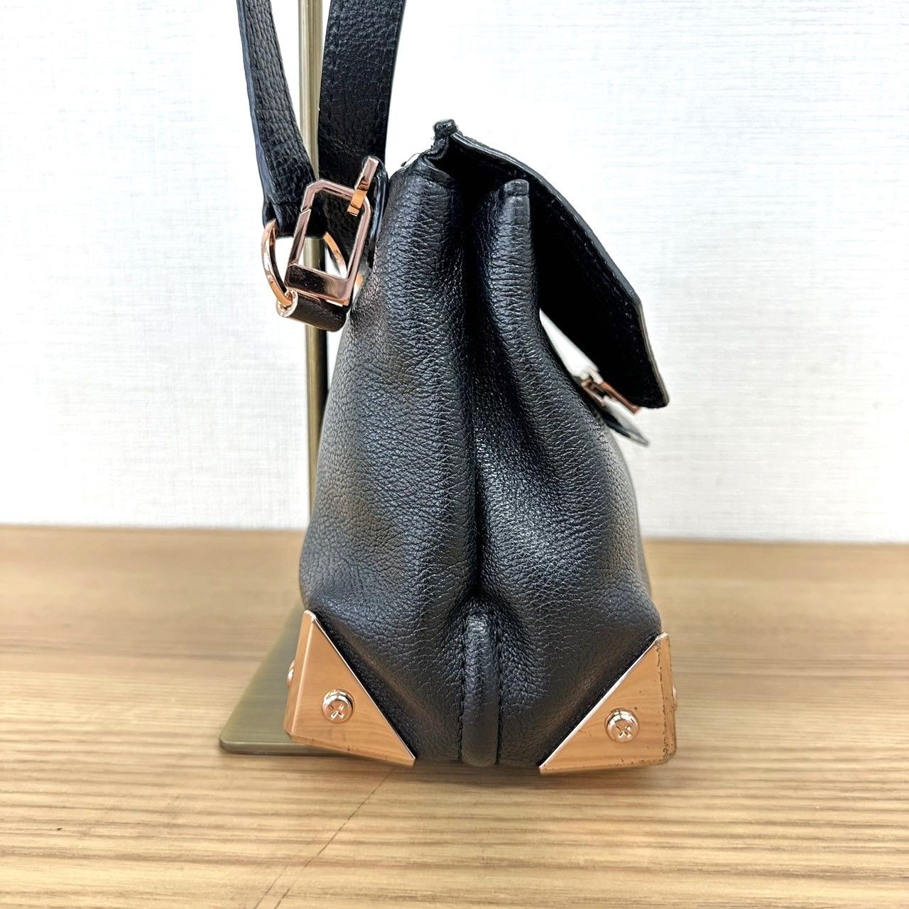 ♪ ALEXANDER WANG アレキサンダーワン レザー シボ革 ショルダーバッグ ピンクゴールド金具 - メルカリ