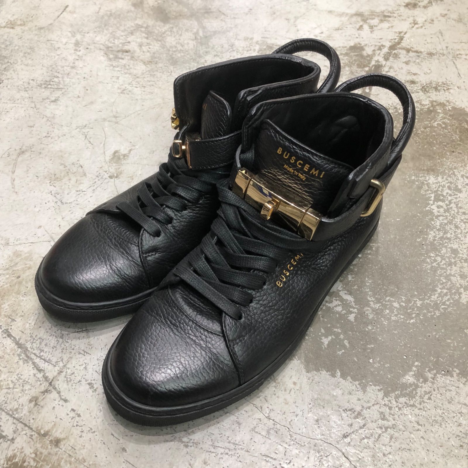 BUSCEMI 南京錠 レザー ハイカット スニーカー ブシェミ 39