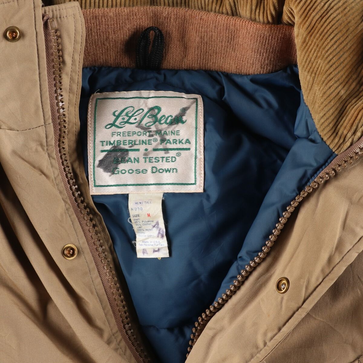 70年代 エルエルビーン L.L.Bean TIMBERLINE PARKA 筆記体タグ グース