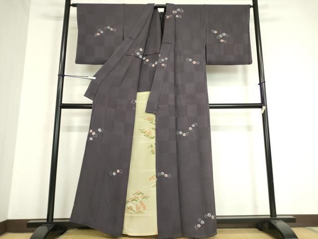 平和屋着物▽上質な小紋 単衣 墨流し文様 正絹 逸品 AAAZ1714fy